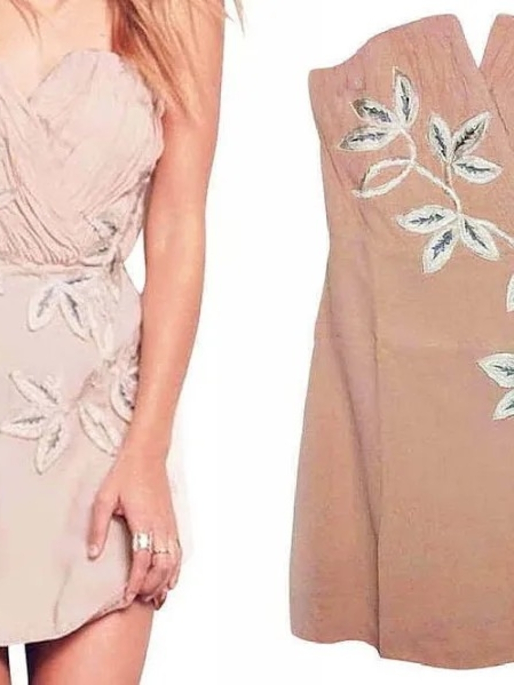 Free People Strapless Embroidered Mini Dress- Sz 4